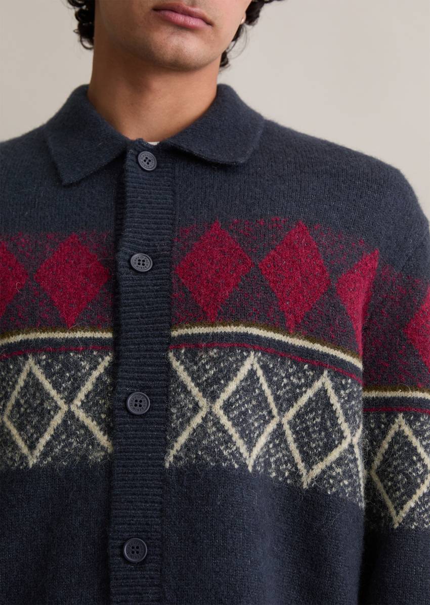 Cardigan with relaxed collar with mohair content