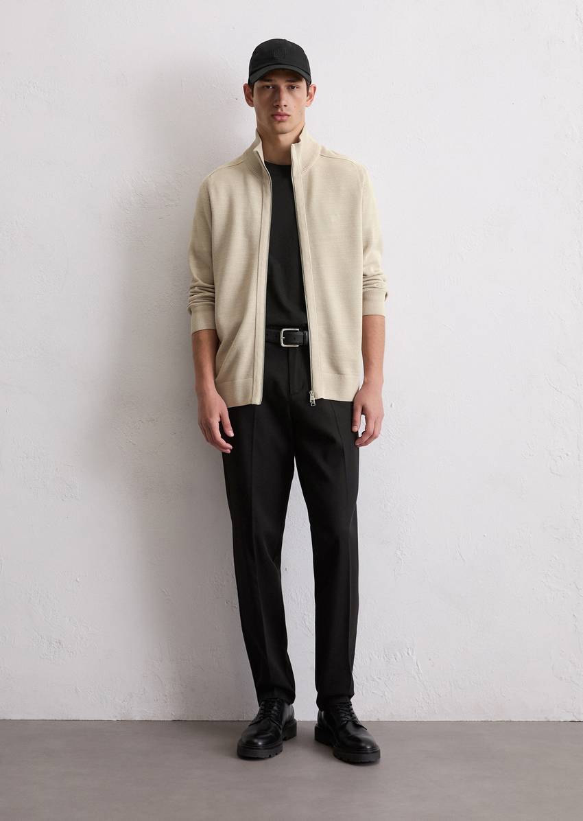 Zipper training jacket made from fine organic cotton piqué