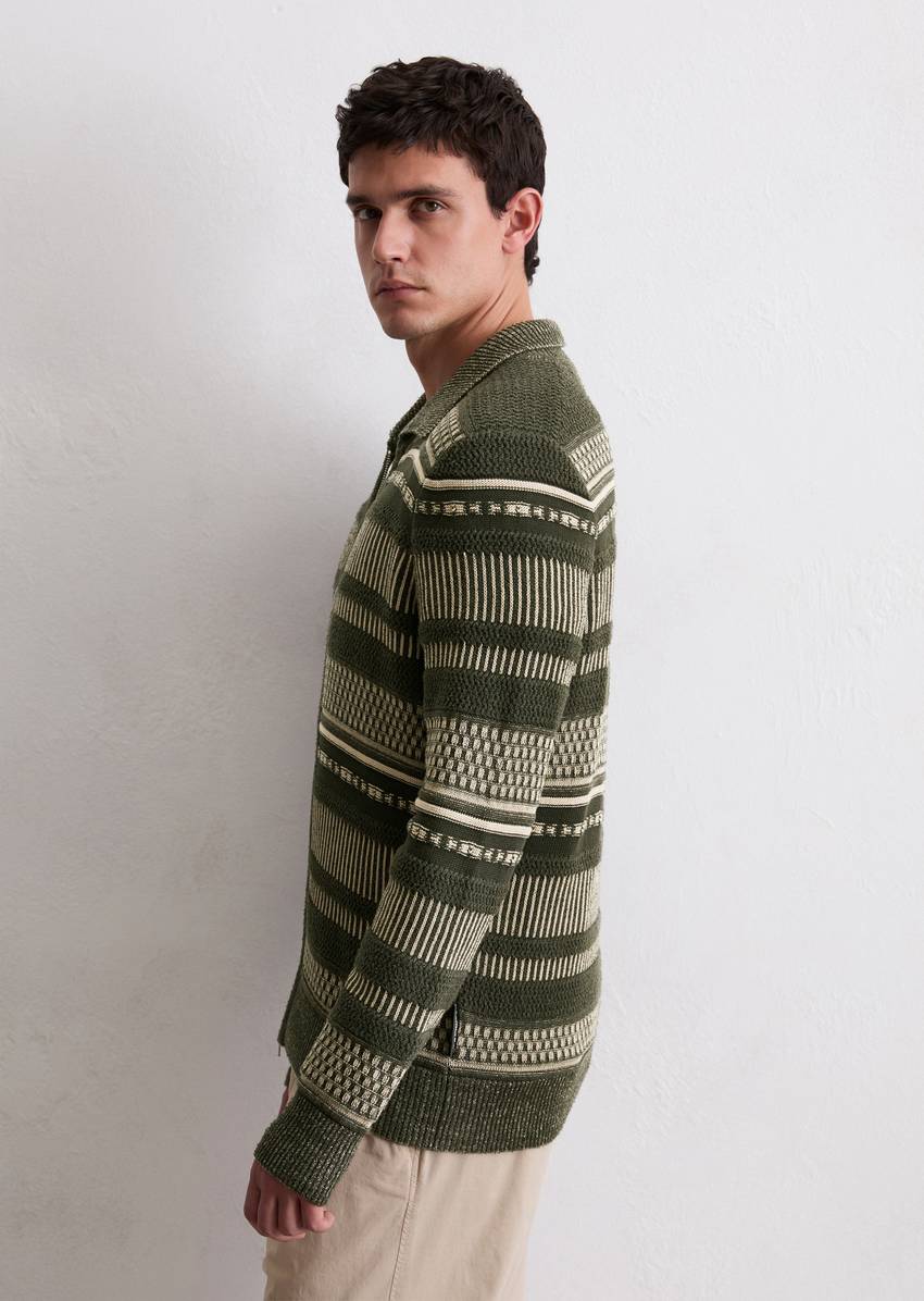 Cardigan with texture mix