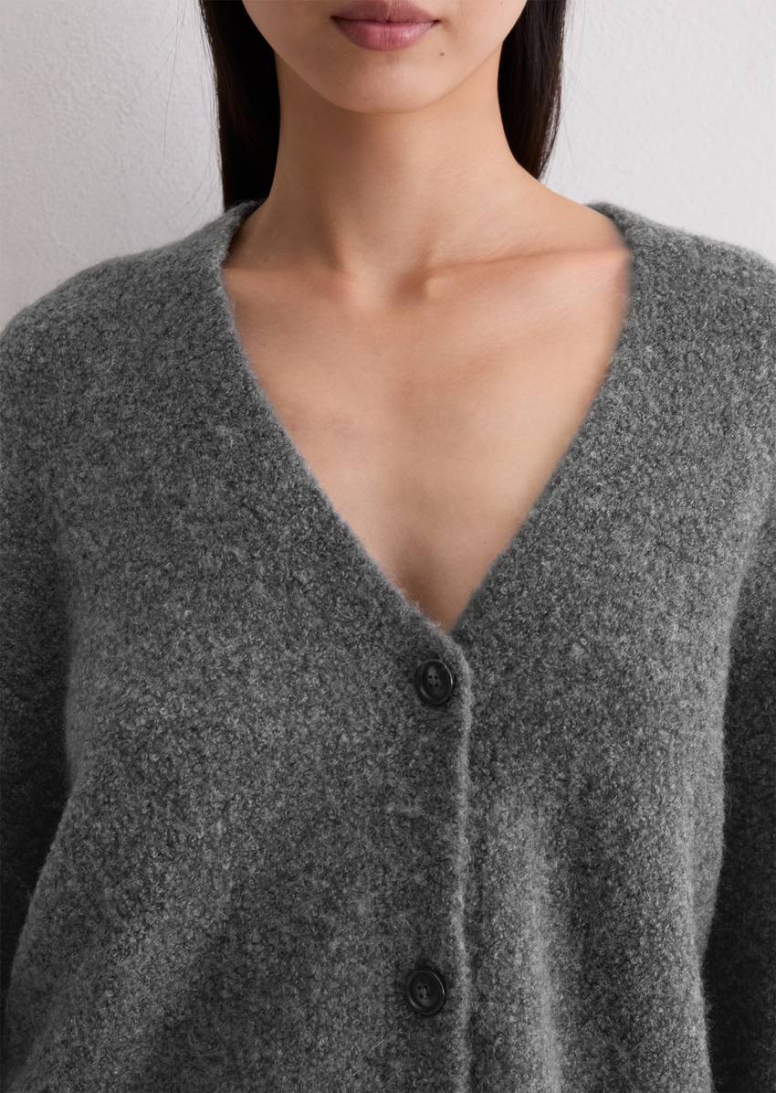 Bouclé cardigan regular made from a virgin wool/alpaca wool mix