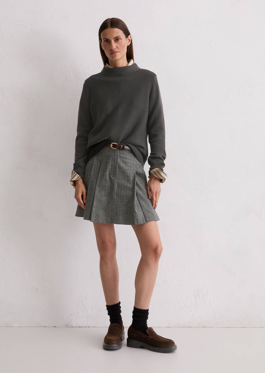 Knitted sweater slim made from organic cotton