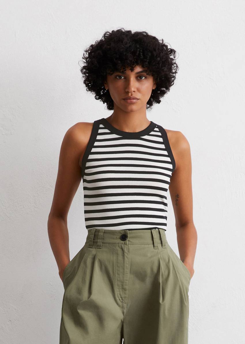 Striped tank top slim made from organic cotton rib jersey