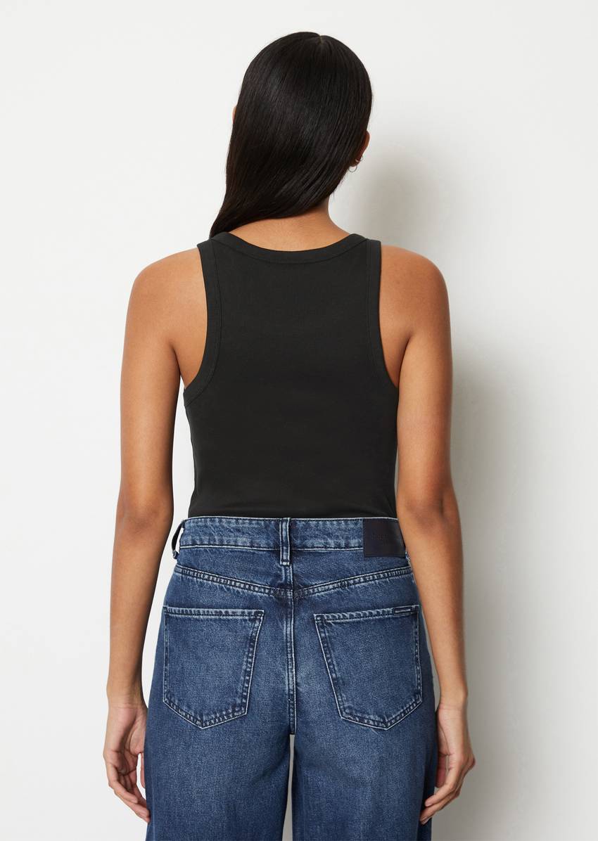 Ribbed tank top slim made from organic cotton stretch jersey