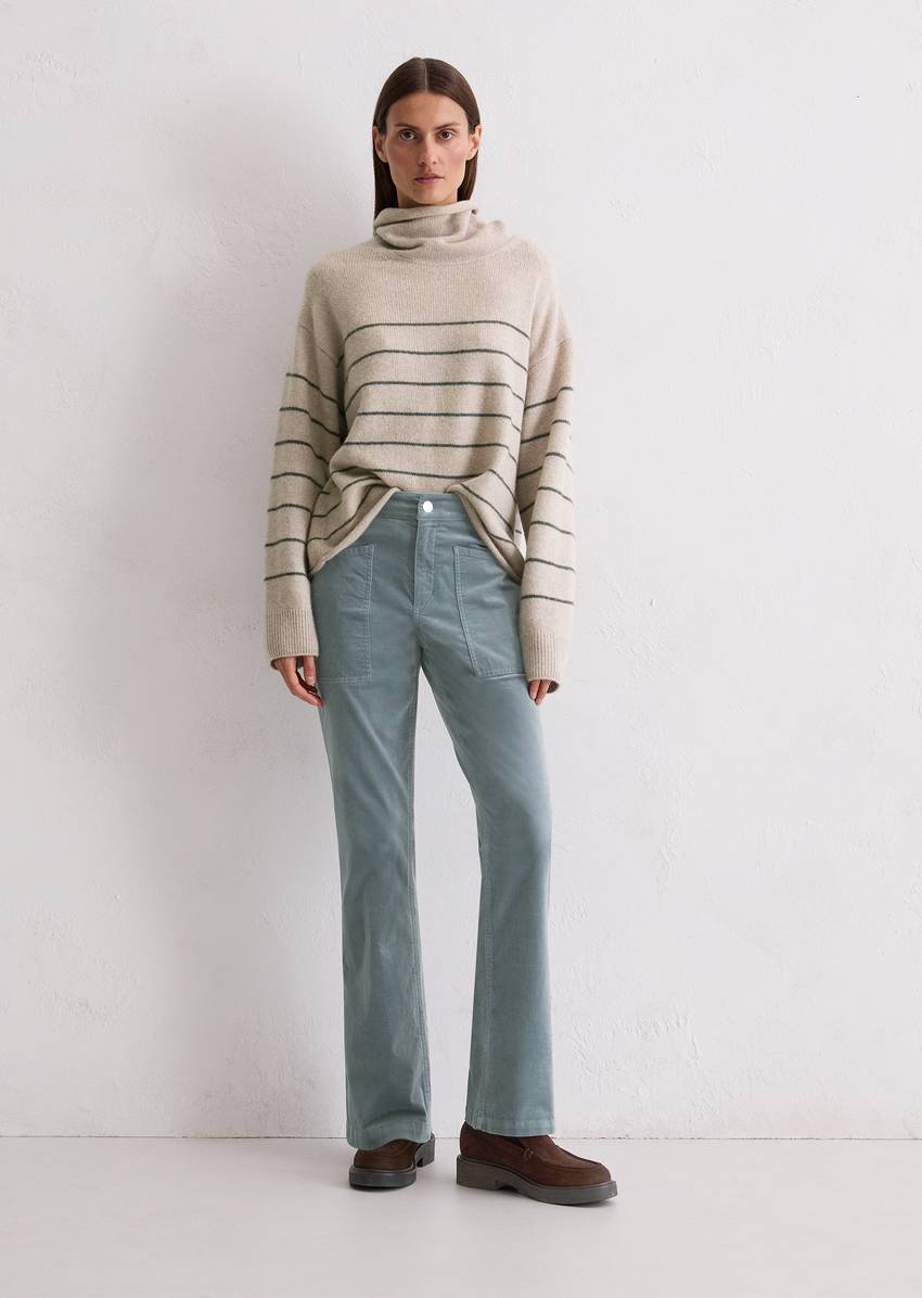 Velvet pants model Kiruna flared made from organic cotton stretch