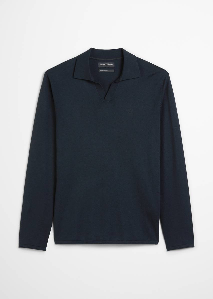 Regular polo neck sweater made from an organic cotton-cashmere blend