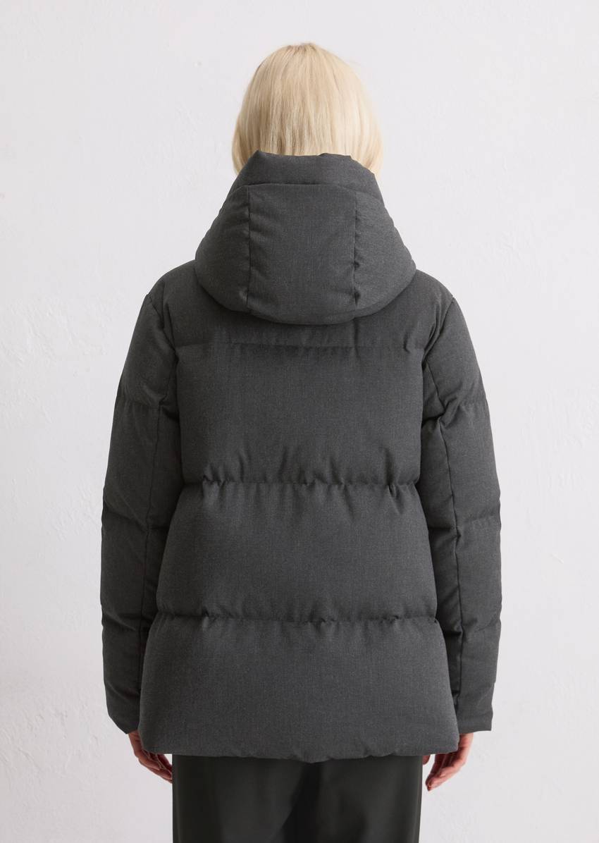 Down puffer jacket relaxed made from recycled flannel