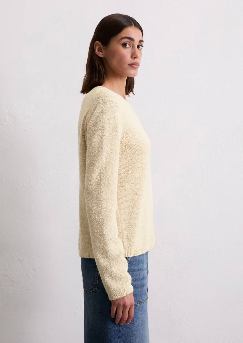 Knitted sweater regular made from bouclé yarn