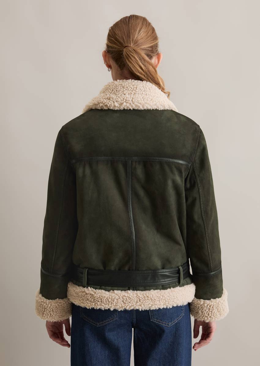 Suede jacket regular with teddy plush