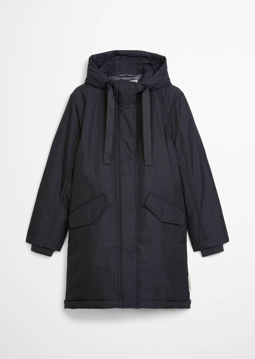 Padded parka jacket fitted made from recycled polyester twill WR