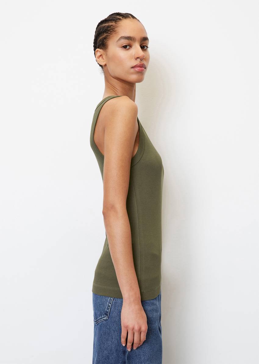 Ribbed tank top slim made from organic cotton stretch jersey