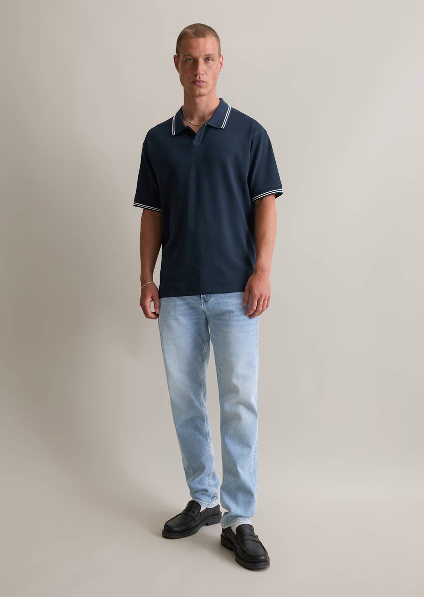 Regular polo shirt made from soft waffle jersey