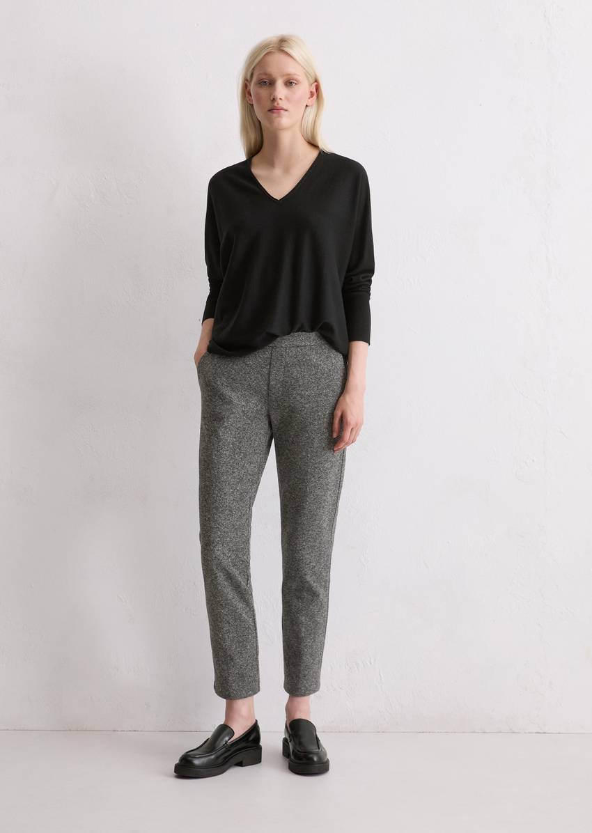 Tweed jersey pants slim made from an organic cotton blend