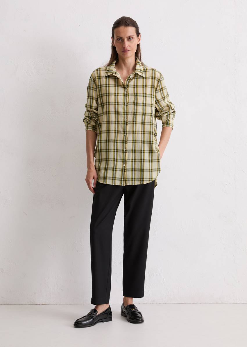 Check blouse regular made of cotton voile