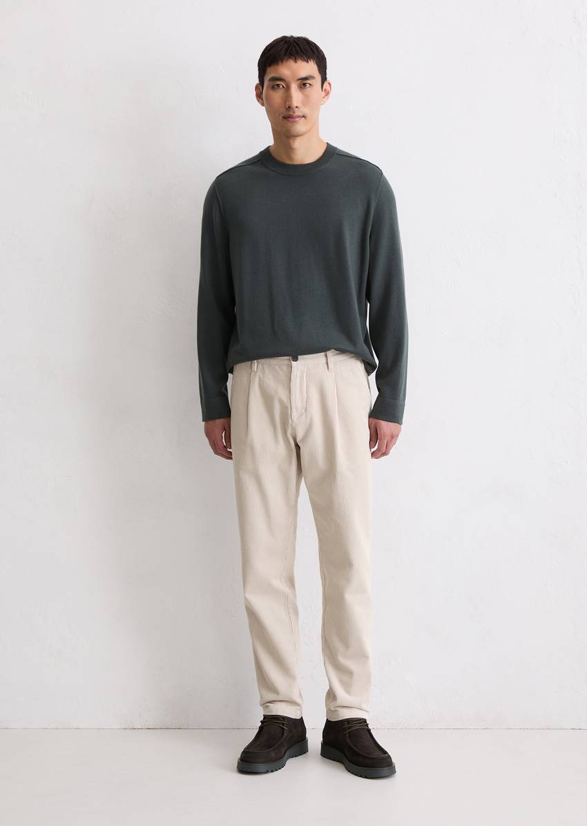 Corduroy trousers model Osby pleats tapered made from pure organic cotton