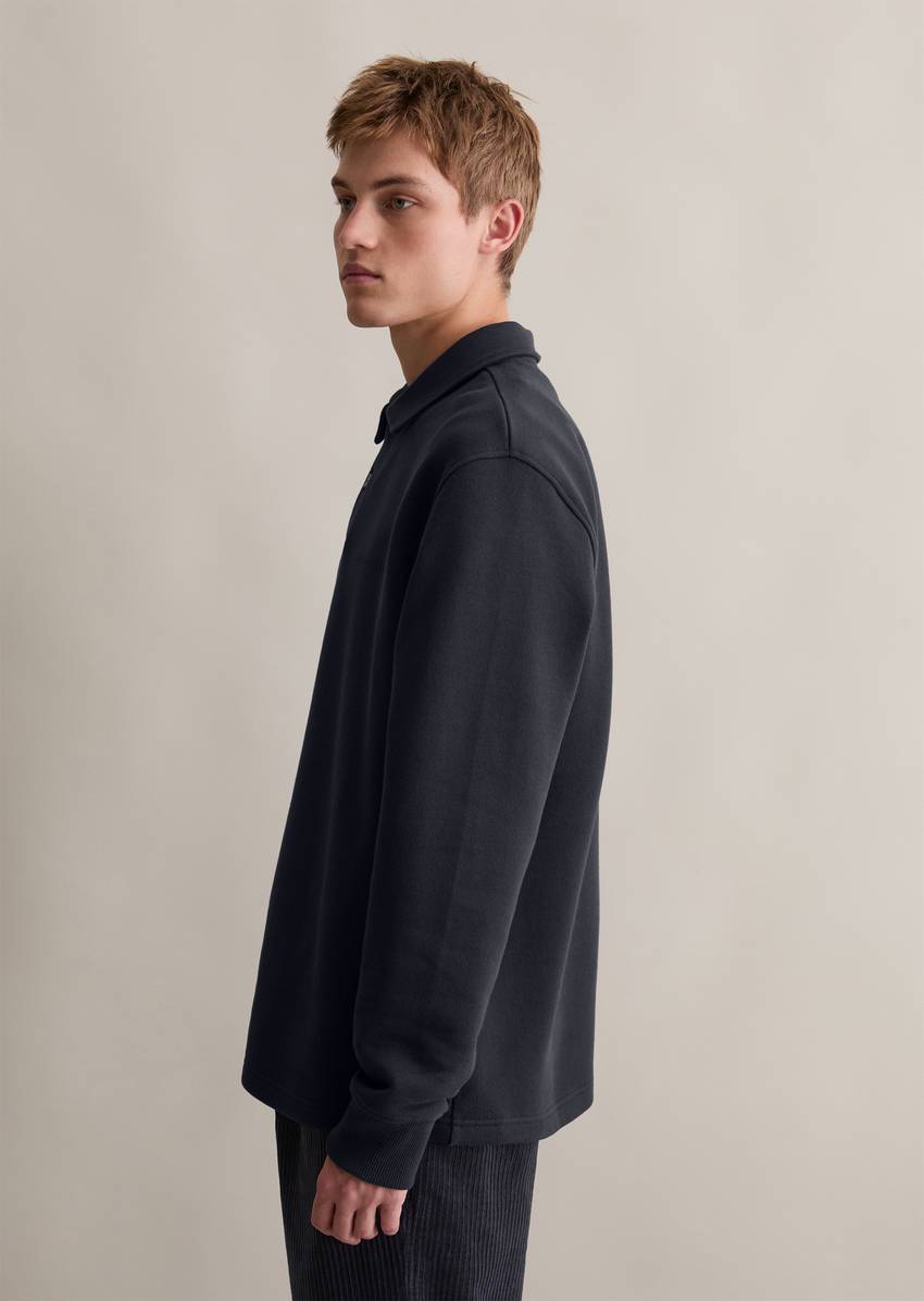 Polo sweatshirt relaxed made of heavy, structured quality