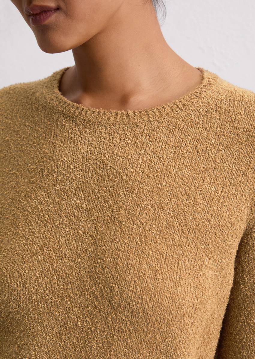 Knitted sweater regular made from bouclé yarn
