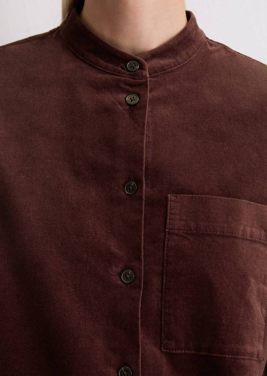 Velvet shirt dress A-shape made from organic cotton stretch