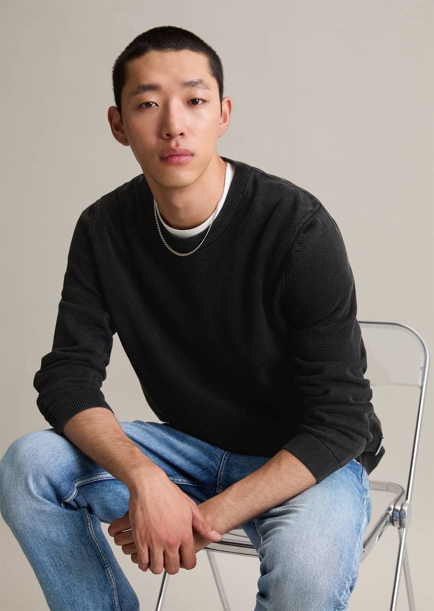 Garment dye sweater regular made from pure organic cotton