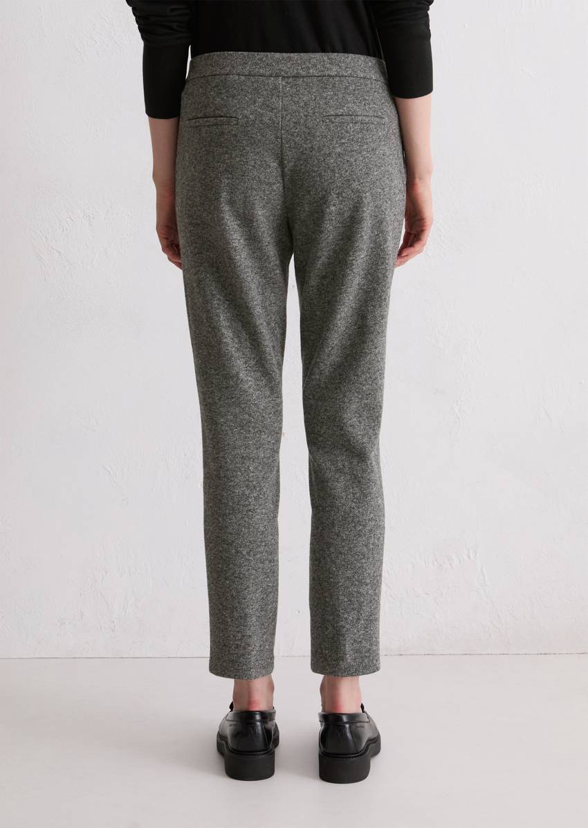 Tweed jersey pants slim made from an organic cotton blend