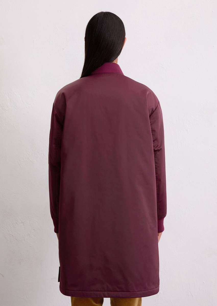 Regular aviator-style blouson coat made from recycled polyester twill