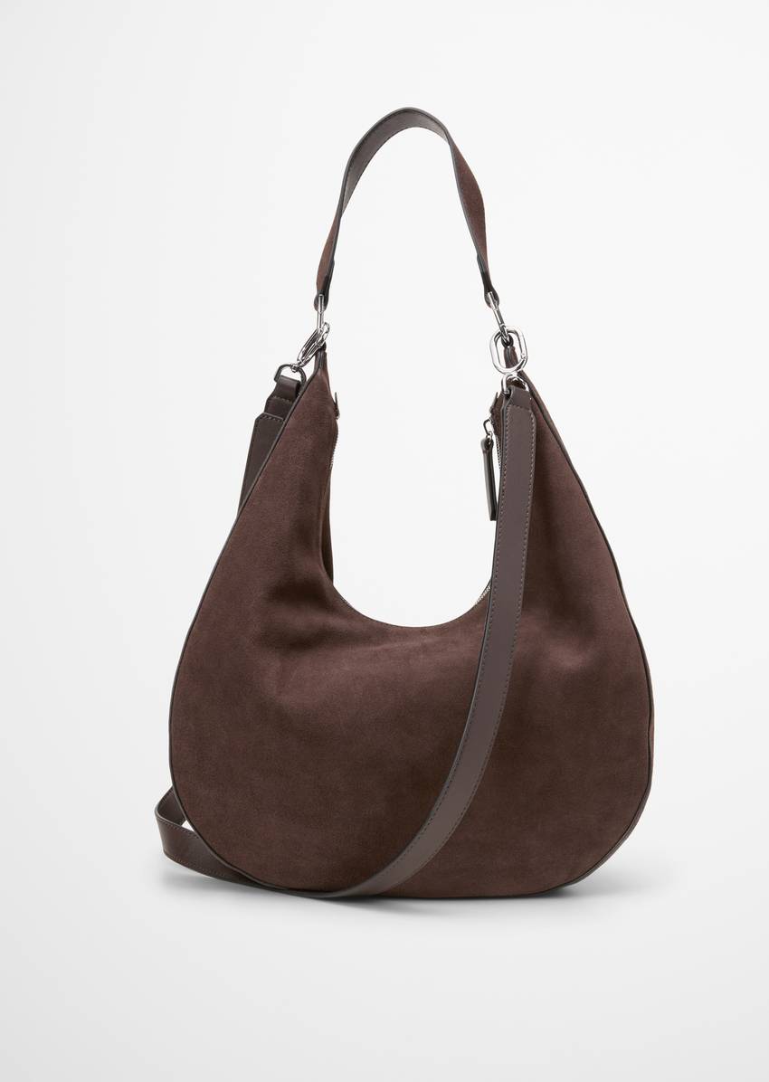Hobo bag medium made from soft suede cowhide
