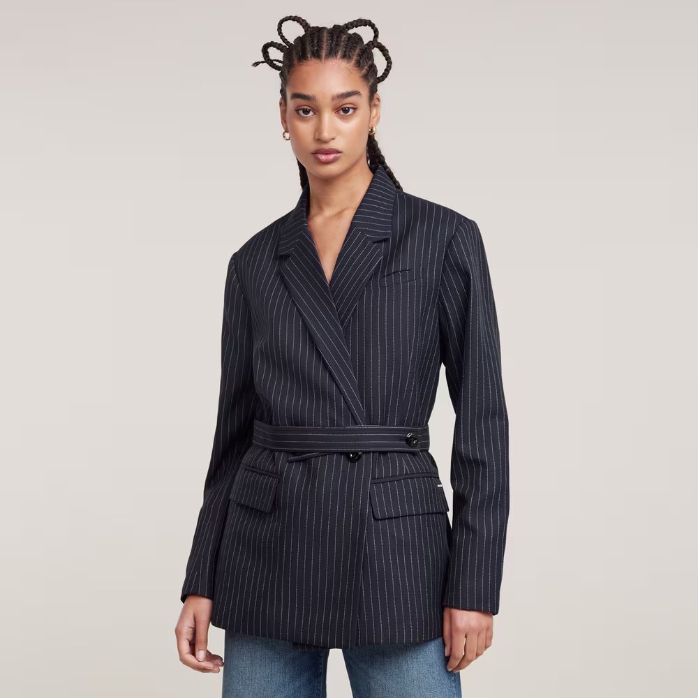 Adjustable Pinstripe Blazer