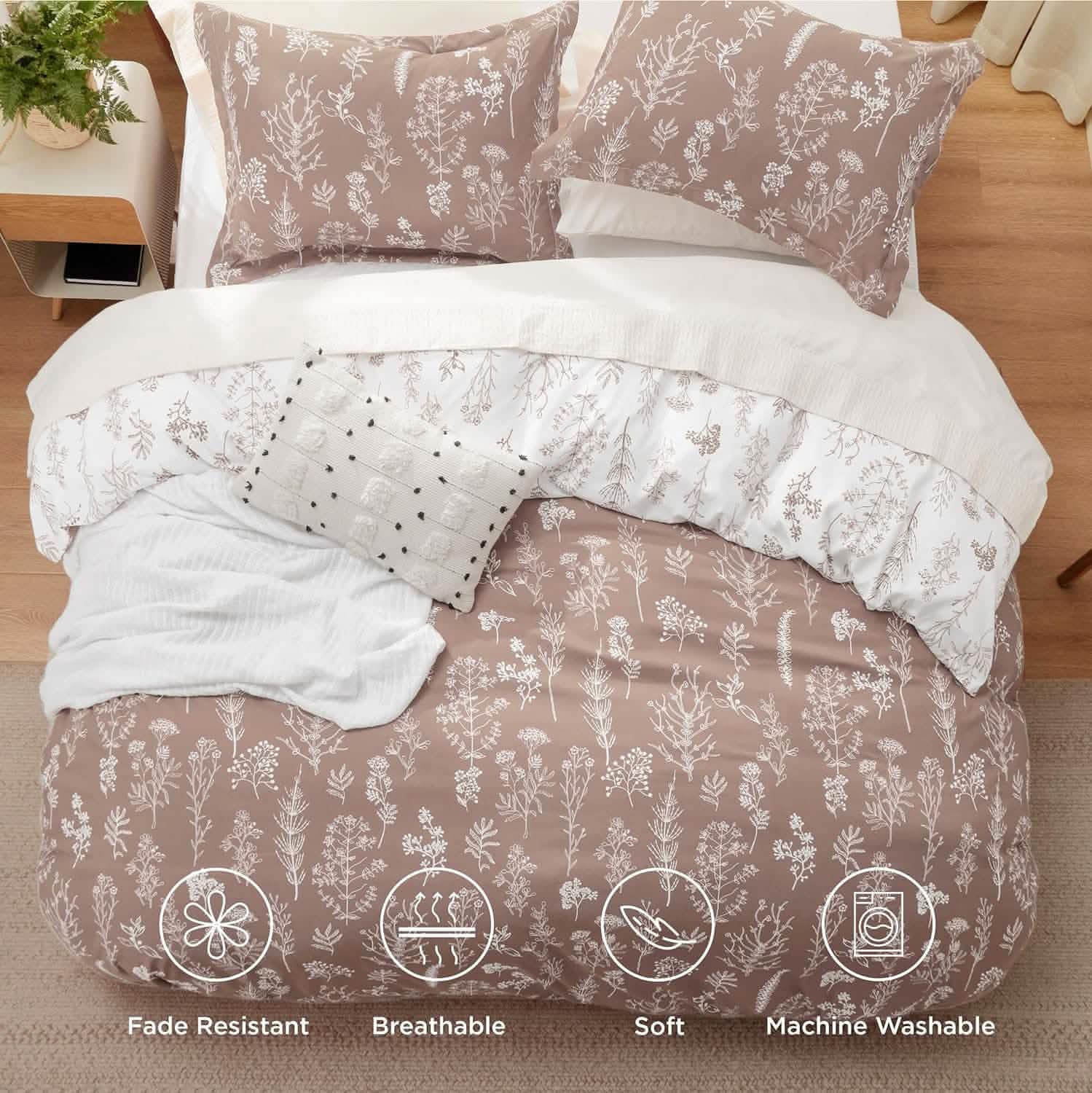 GentleSoft® Reversible Floral Print Duvet Cover Set