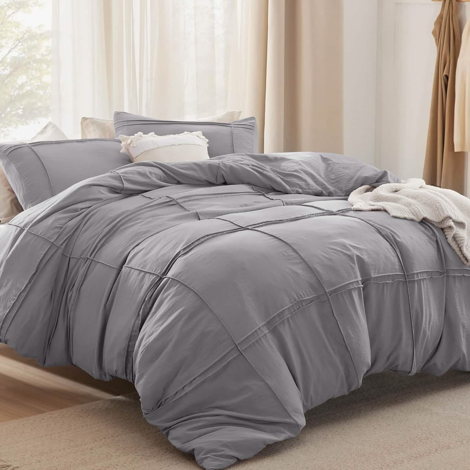 GentleSoft® Striped Tufted Embroidery Duvet Cover Set