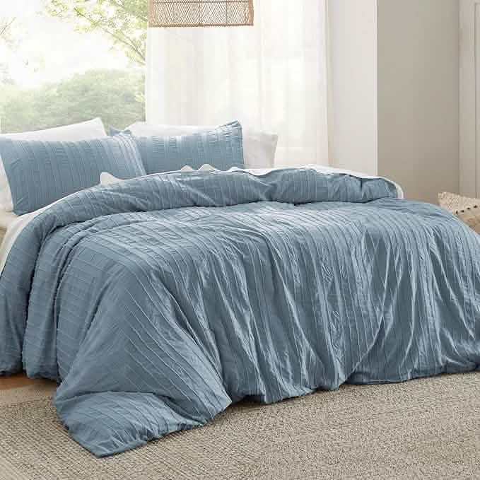 GentleSoft® Striped Tufted Embroidery Duvet Cover Set