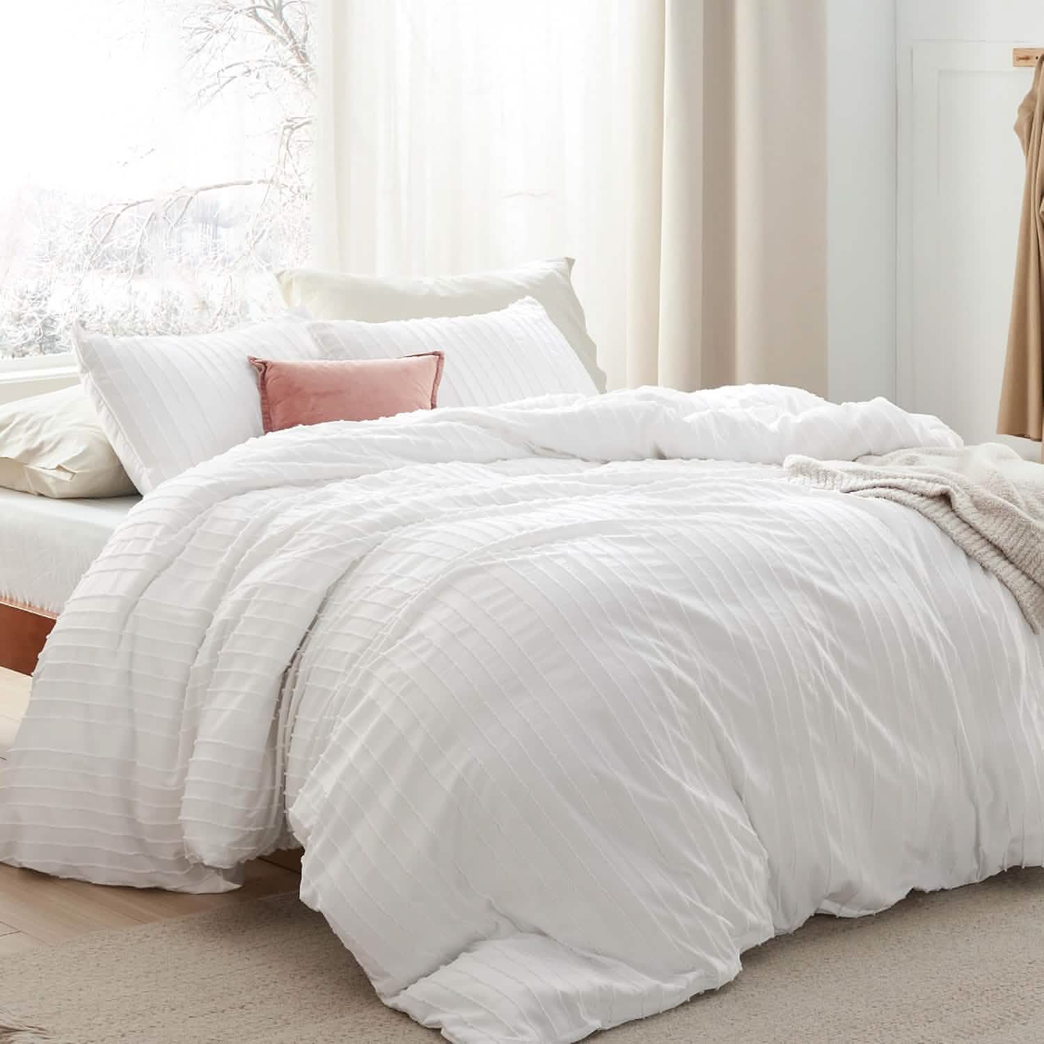 GentleSoft® Striped Tufted Embroidery Duvet Cover Set
