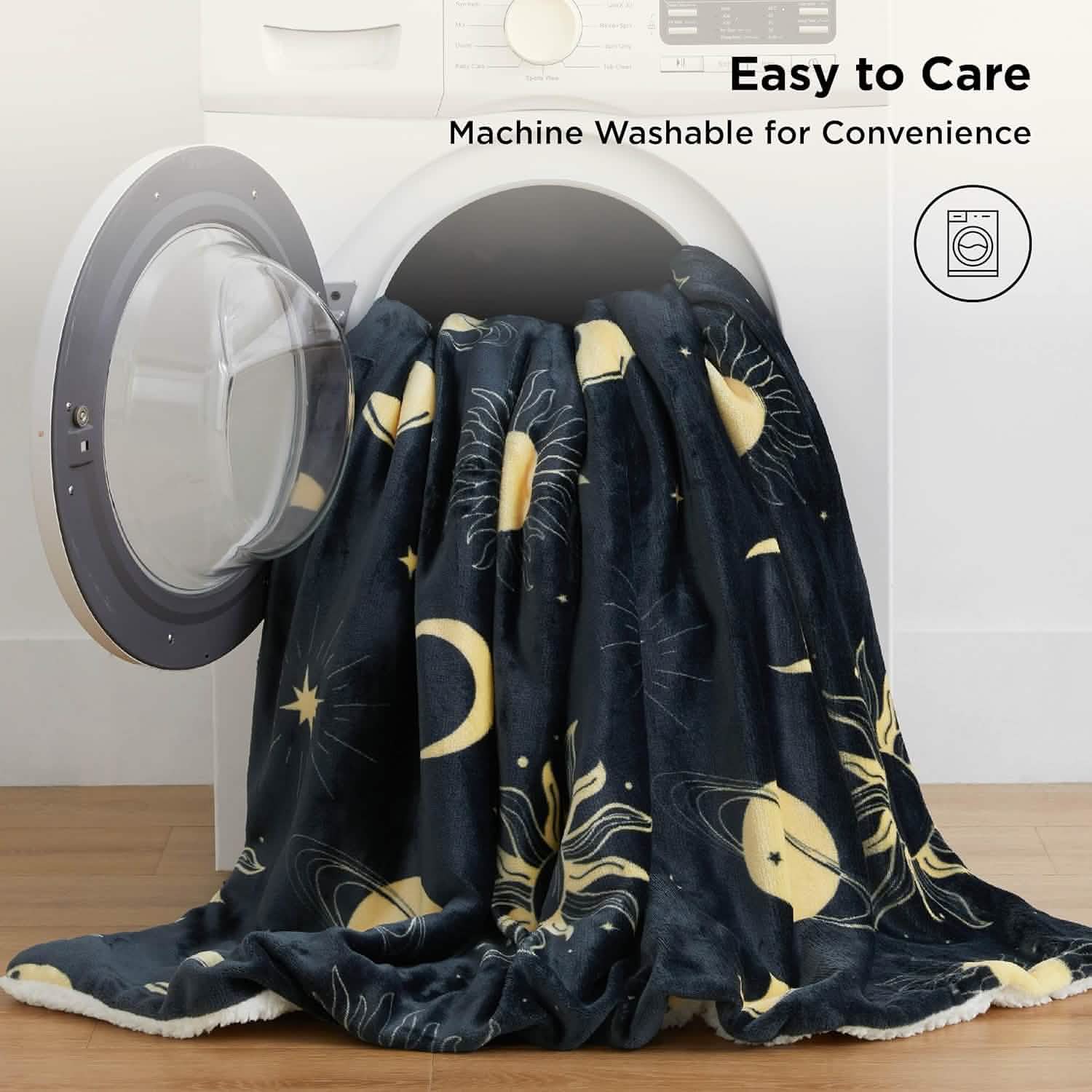 GentleSoft® Printed Throw Sherpa Blanket Sun and Moon