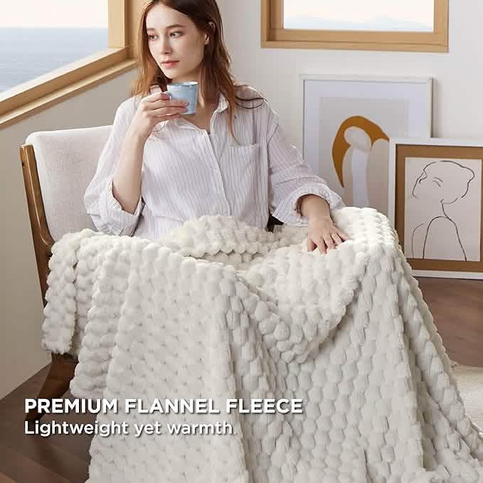GentleSoft® Textured Bubble Flannel Fleece Blanket