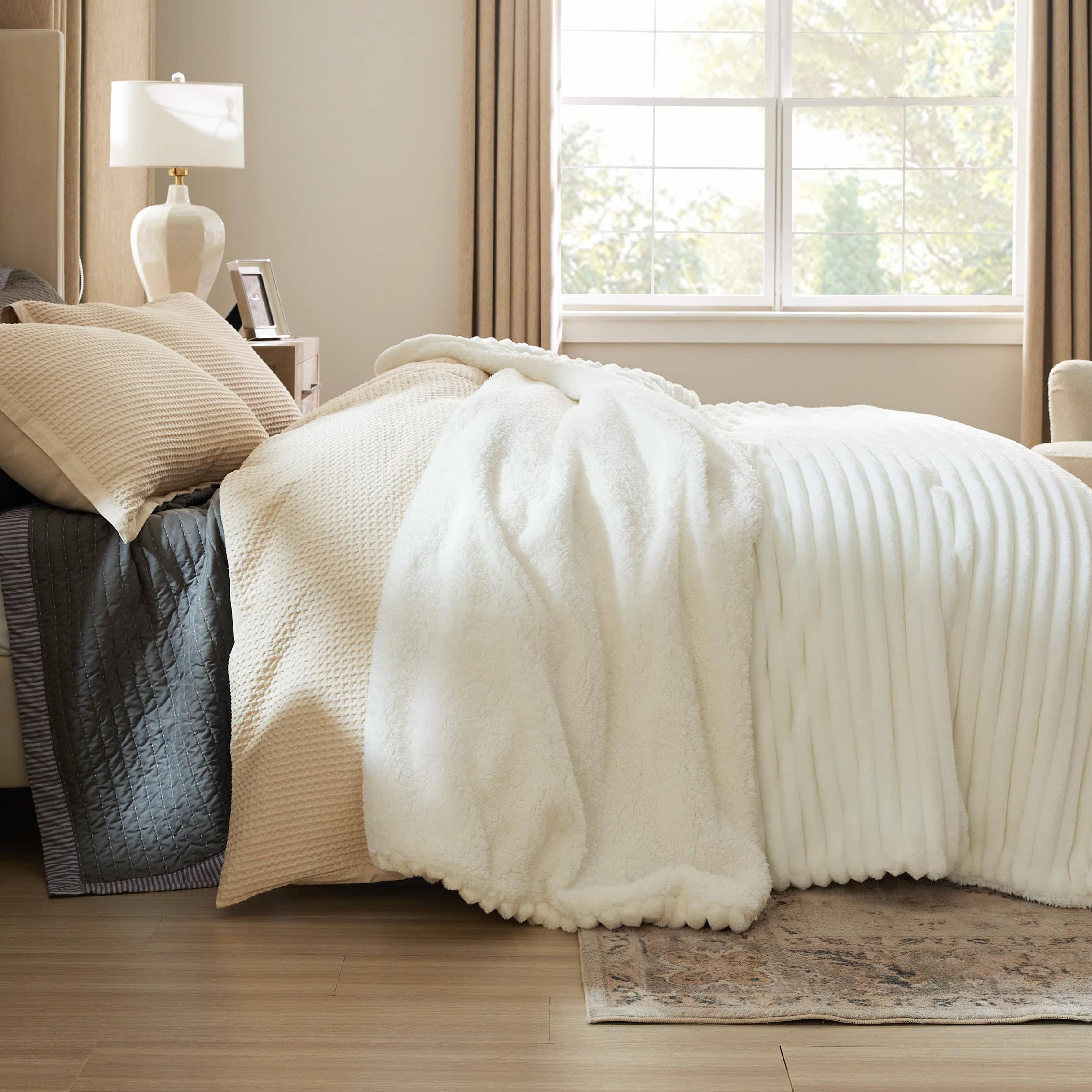 GentleSoft® Jacquard Stripes Shaggy Sherpa Blanket