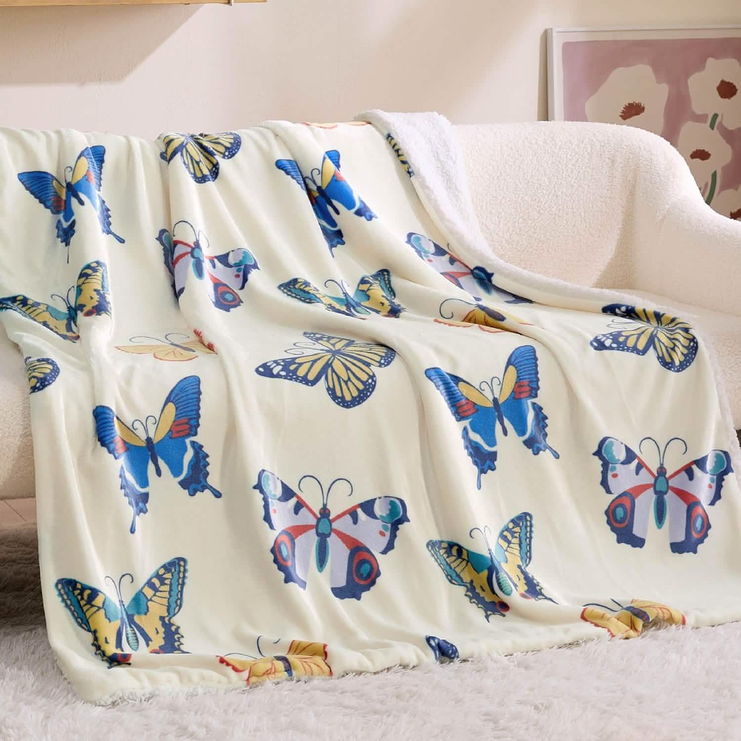 GentleSoft® Printed Throw Sherpa Blanket Butterfly