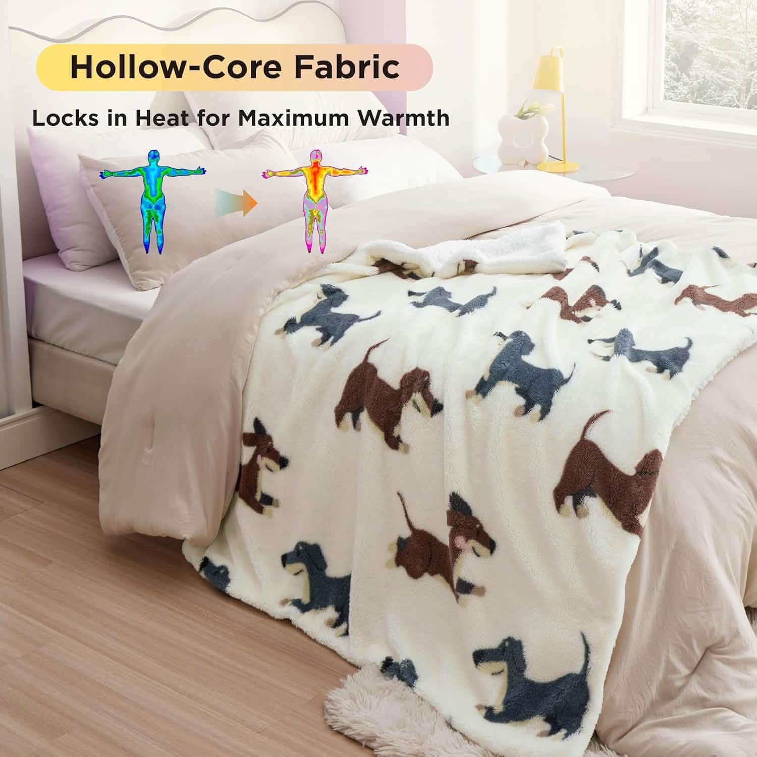 GentleSoft® Printed Throw Sherpa Blanket Print-dachshund