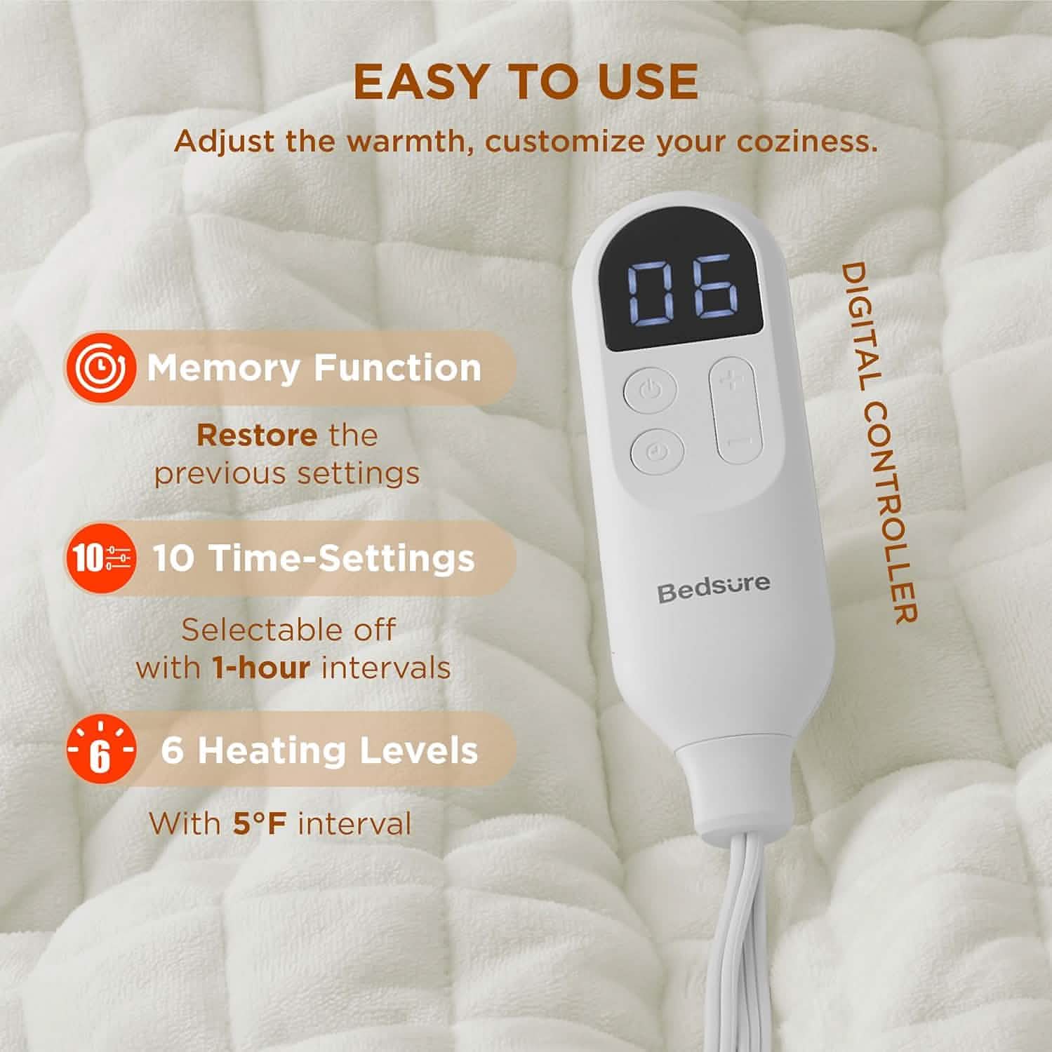 GentleSoft® Quilted Sherpa Fleece Heated Blanket Grid