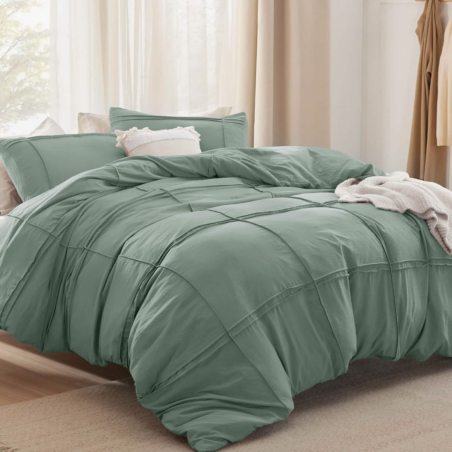 GentleSoft® Striped Tufted Embroidery Duvet Cover Set