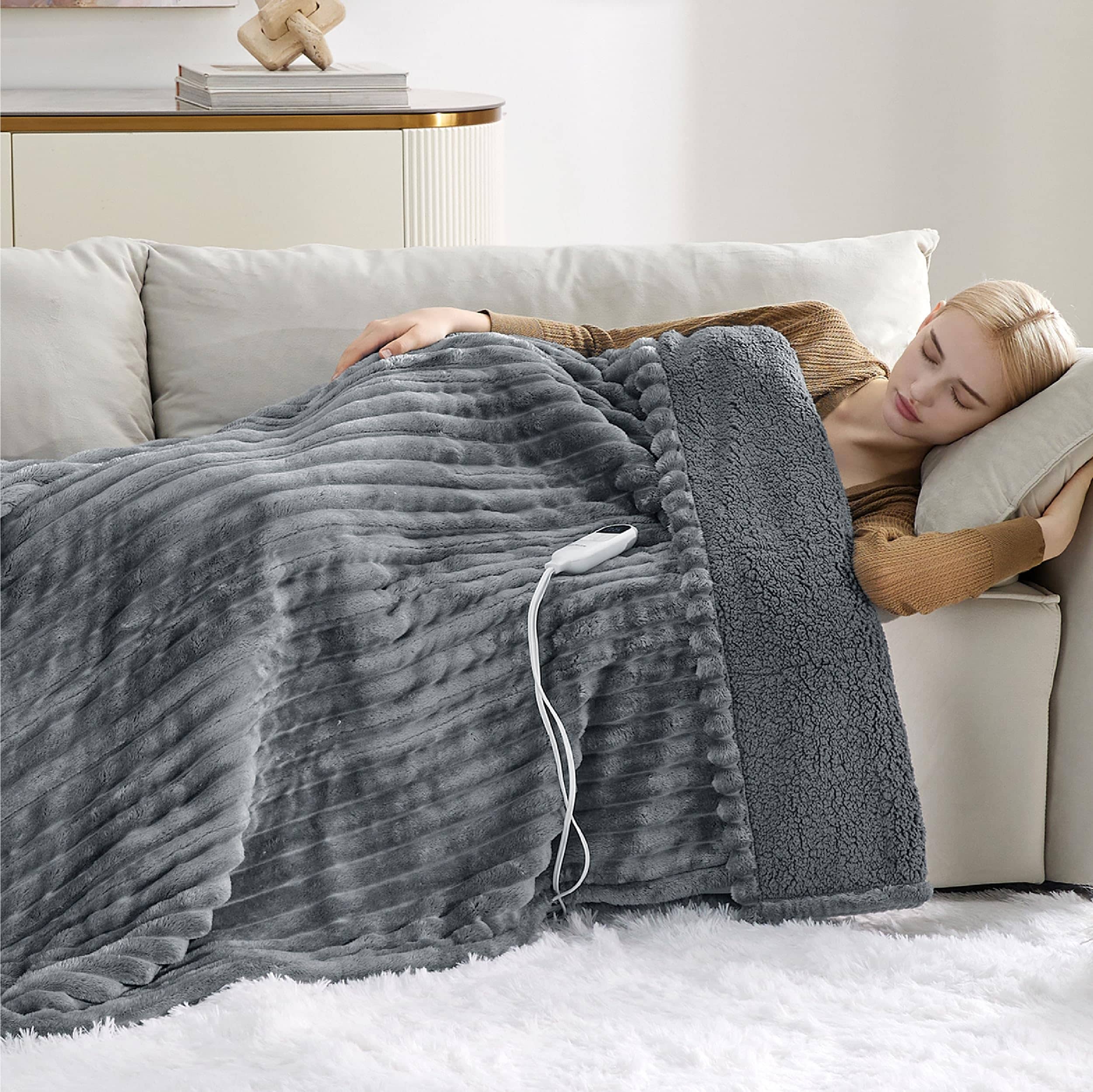 GentleSoft® Striped Flannel Heated Blanket