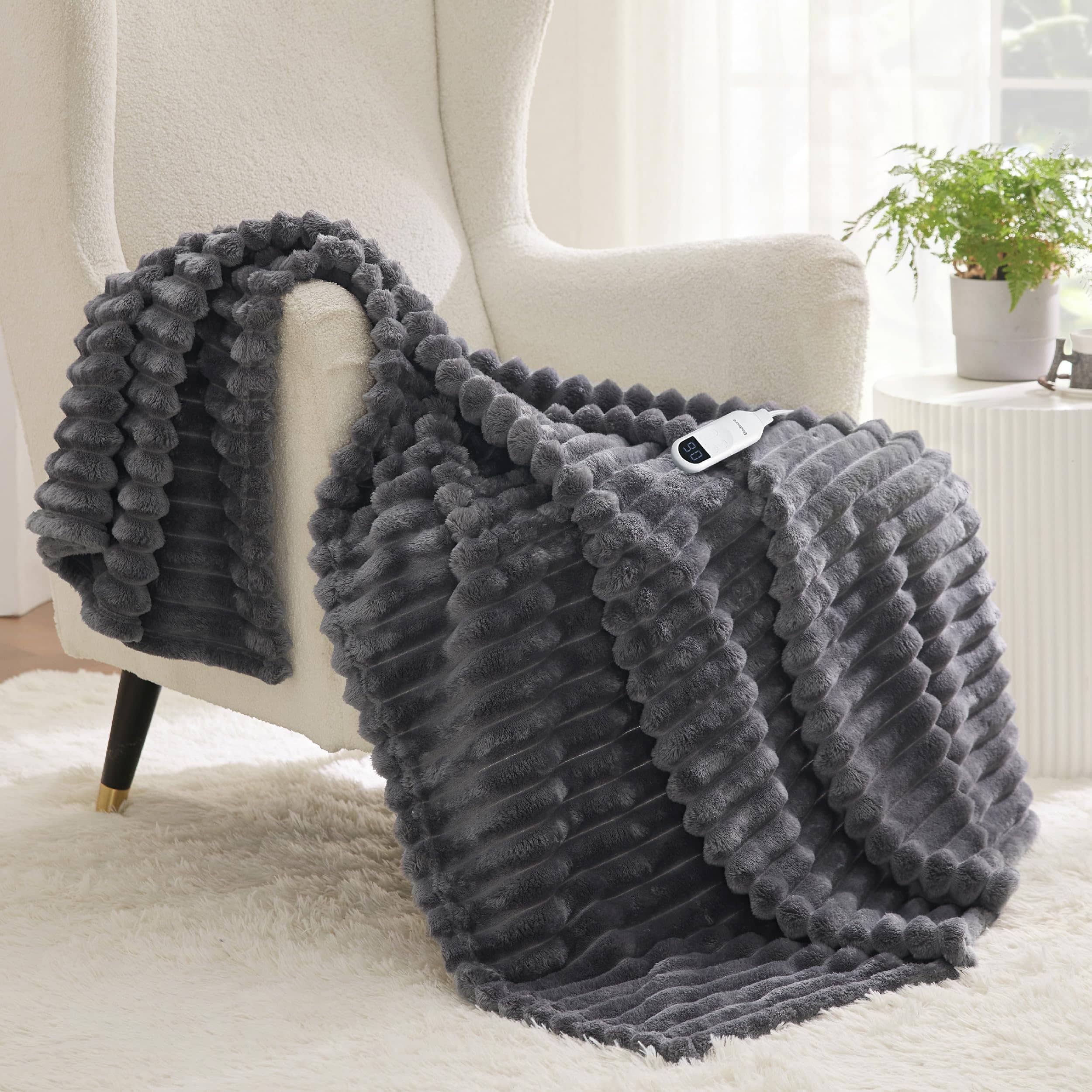 GentleSoft® Striped Flannel Heated Blanket