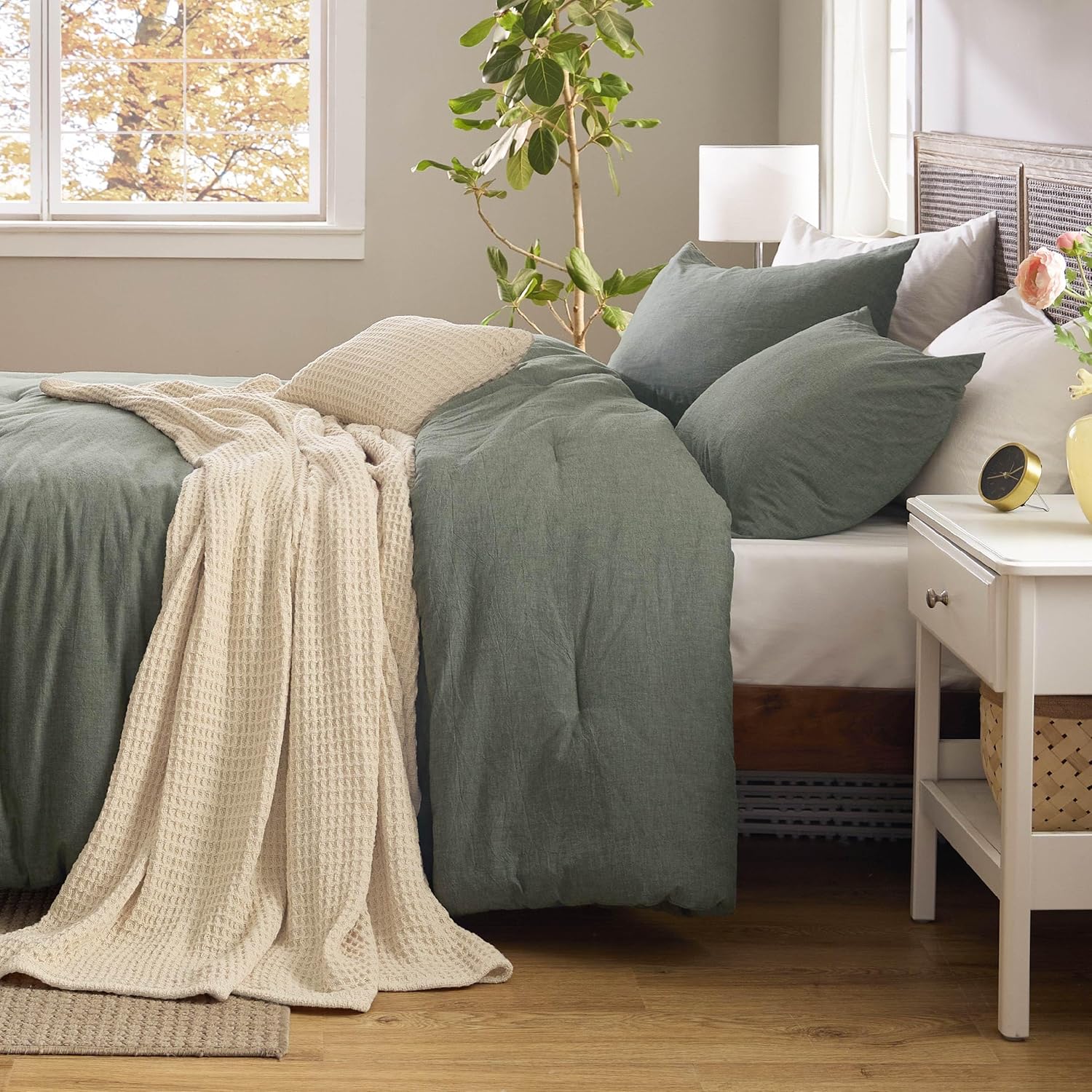 GentleSoft® 5 Piece Cotton Waffle Weave Bed-in-a-bag