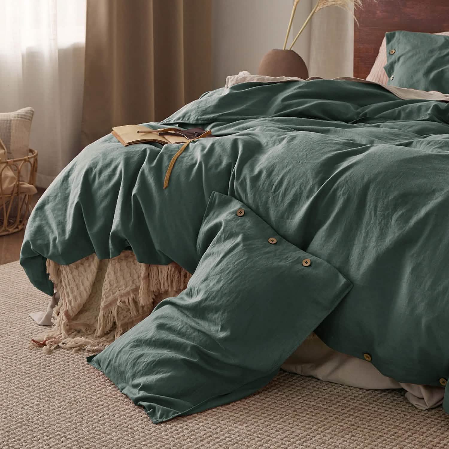 GentleSoft® Cotton Linen Hybrid Duvet Cover Set