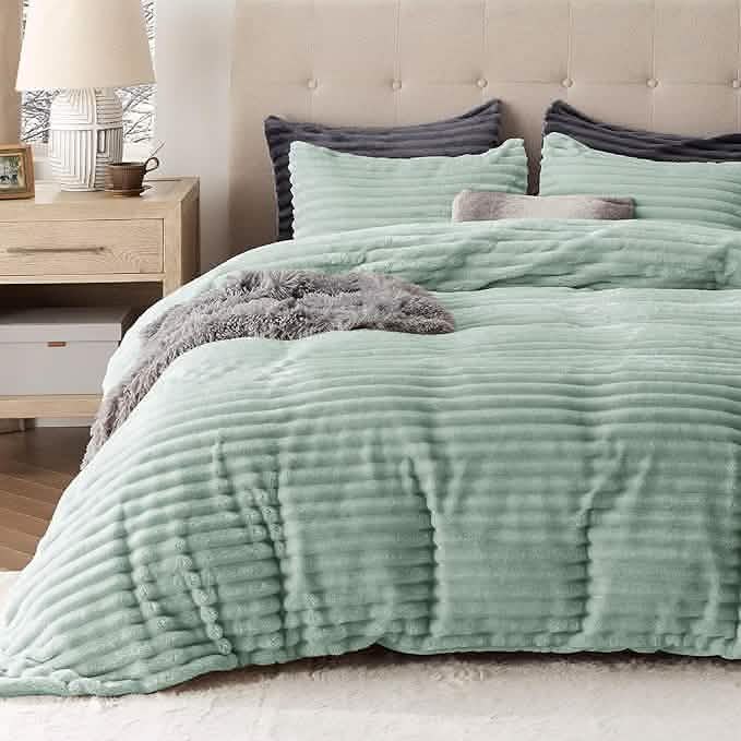 GentleSoft® Striped Flannel Duvet Cover Set
