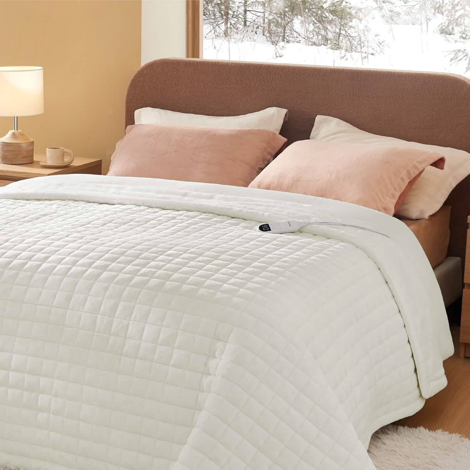 GentleSoft® Quilted Sherpa Fleece Heated Blanket Grid