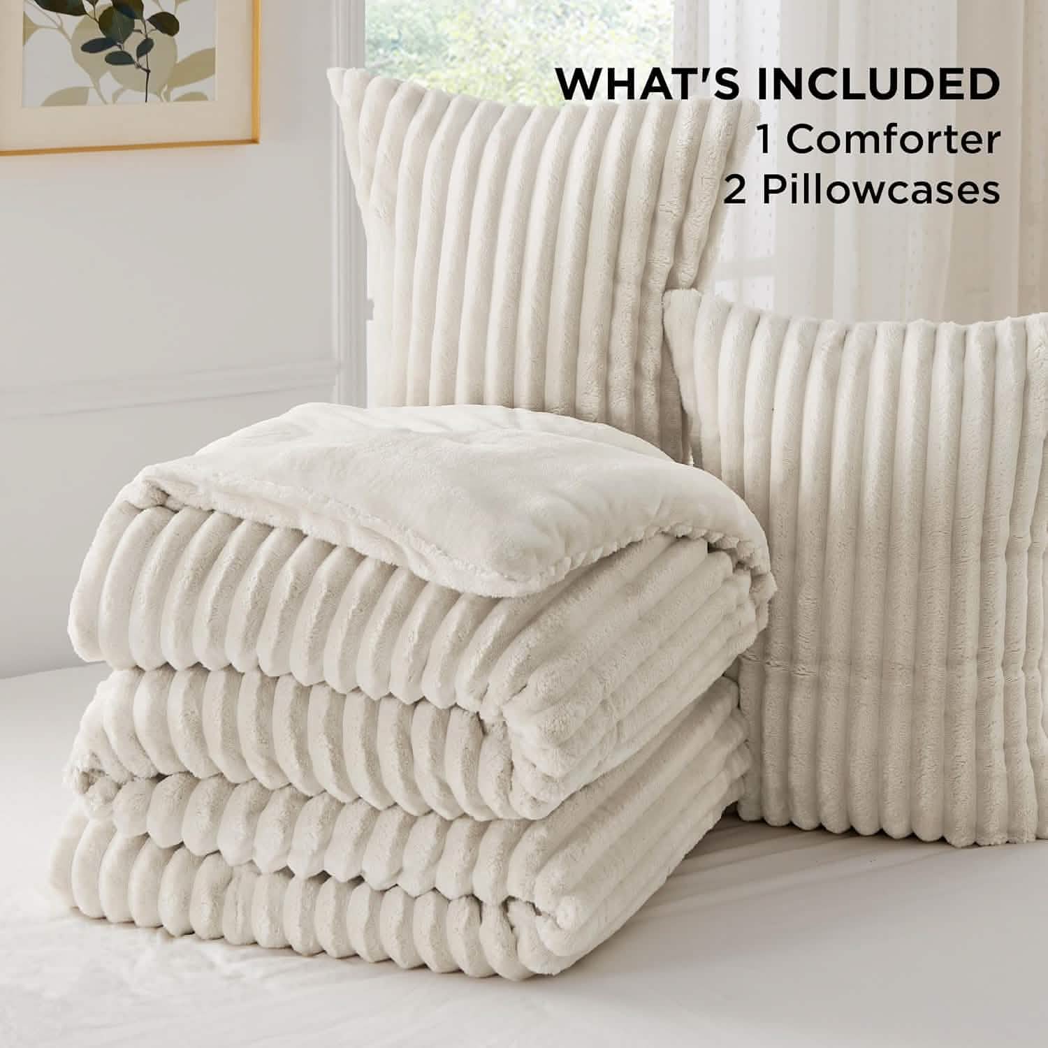 GentleSoft® Striped Flannel Comforter Set