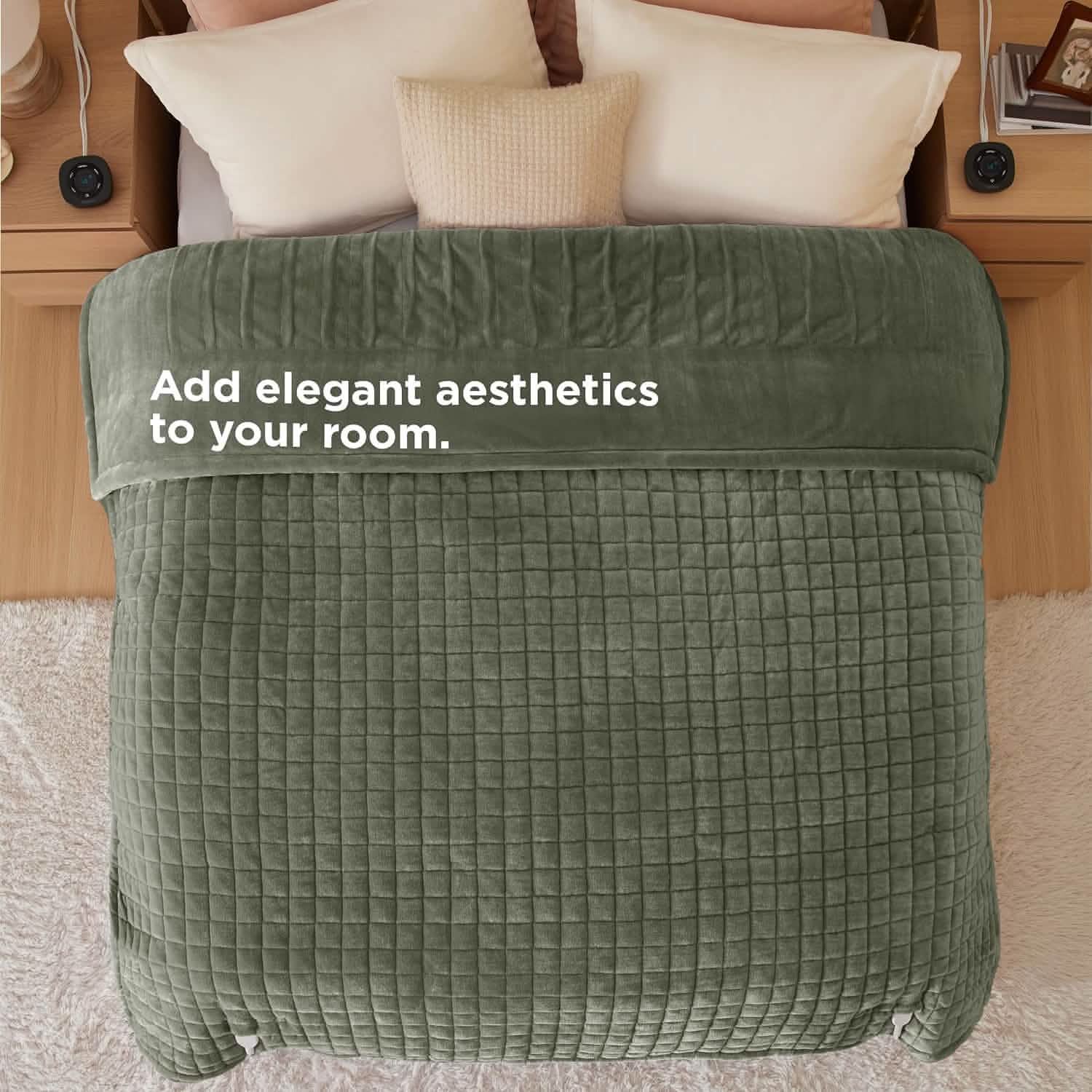 GentleSoft® Quilted Sherpa Fleece Heated Blanket Grid