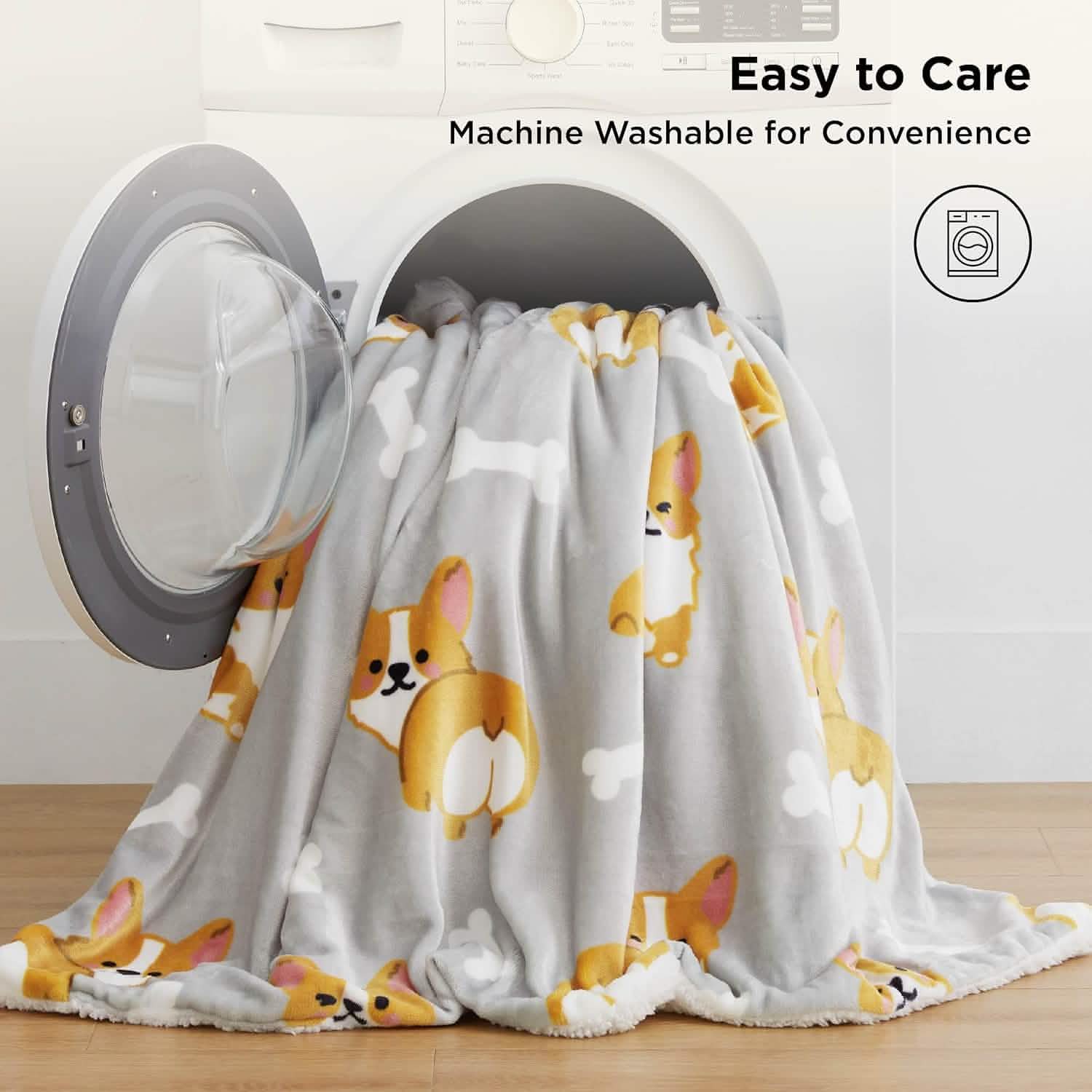 GentleSoft® Printed Throw Sherpa Blanket Print-corgi