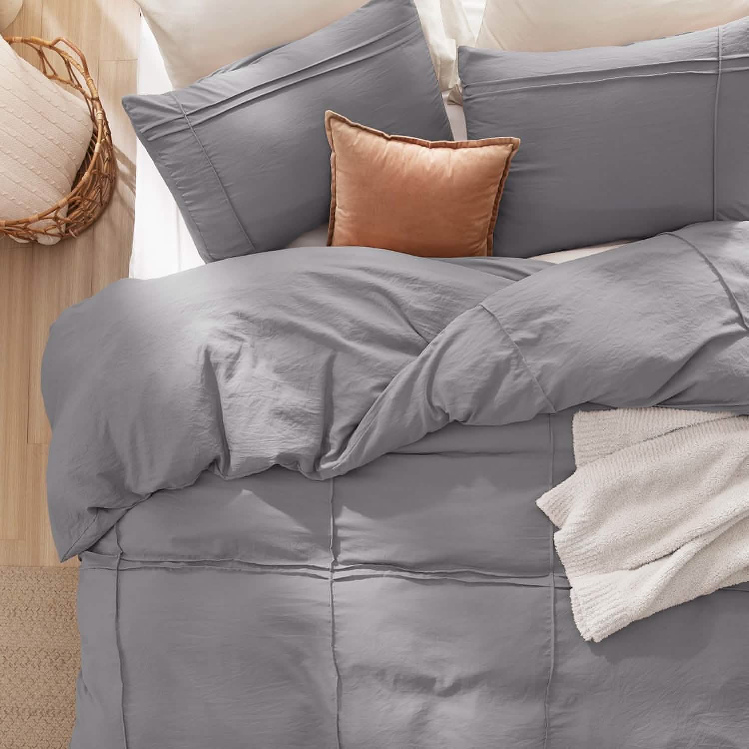 GentleSoft® Striped Tufted Embroidery Duvet Cover Set