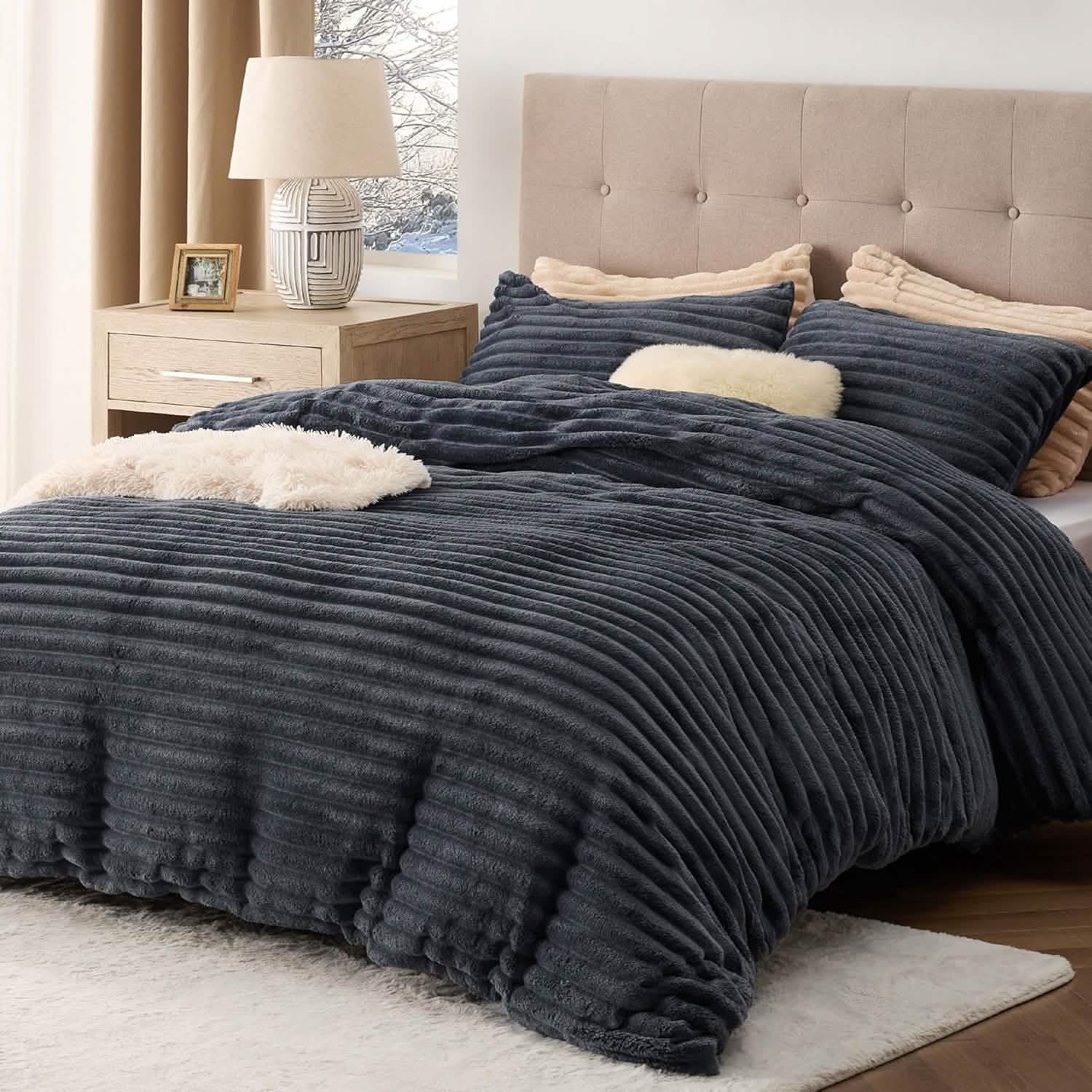 GentleSoft® Striped Flannel Duvet Cover Set