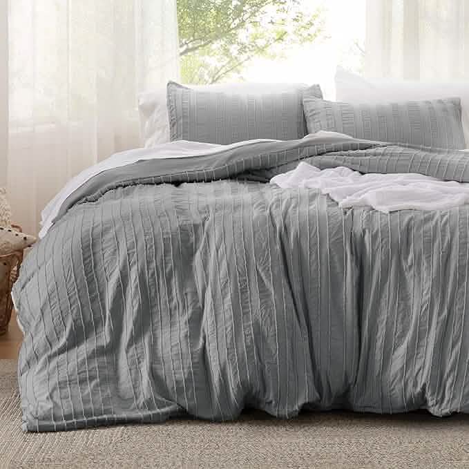 GentleSoft® Striped Tufted Embroidery Duvet Cover Set