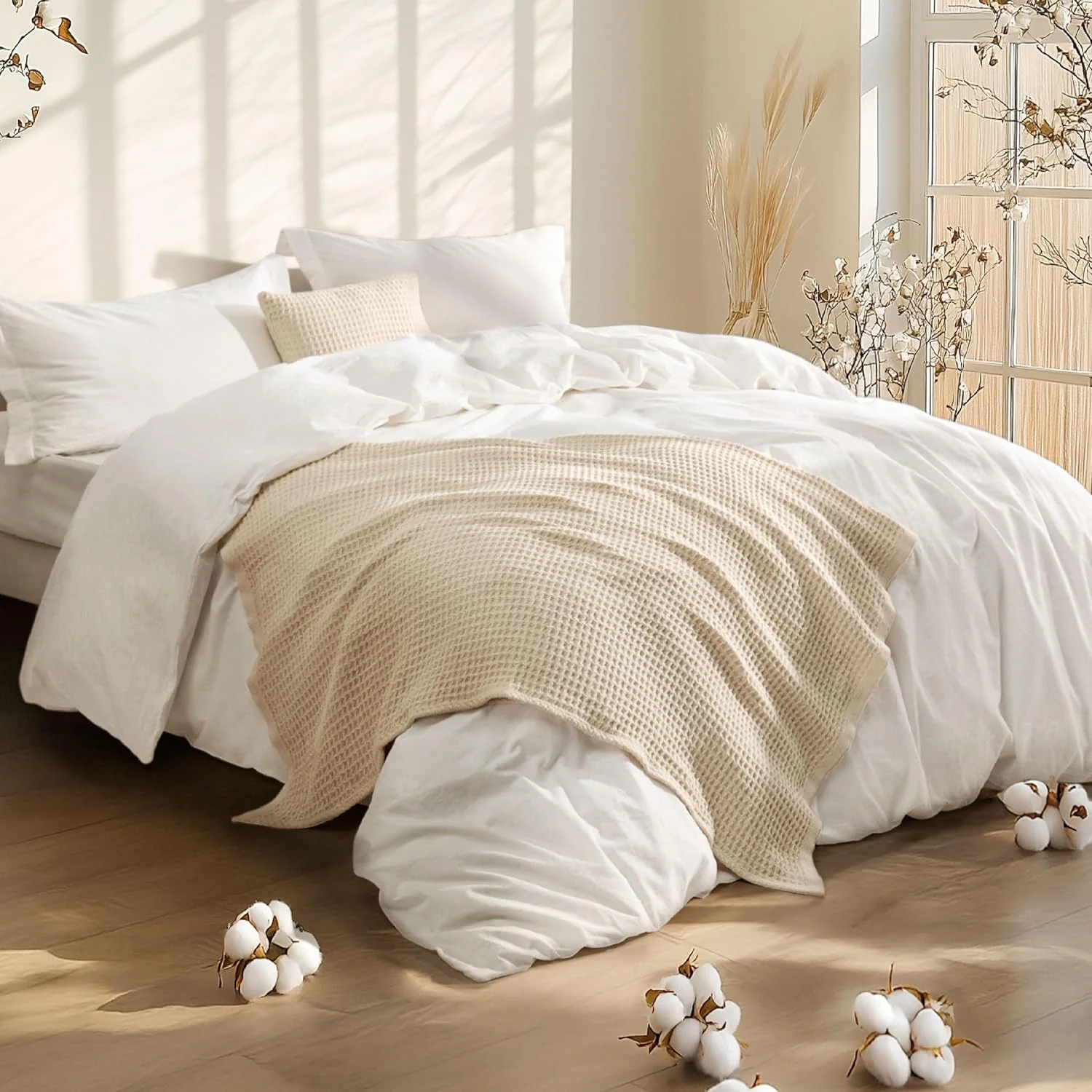 GentleSoft® 5 Piece Cotton Waffle Weave Bed-in-a-bag